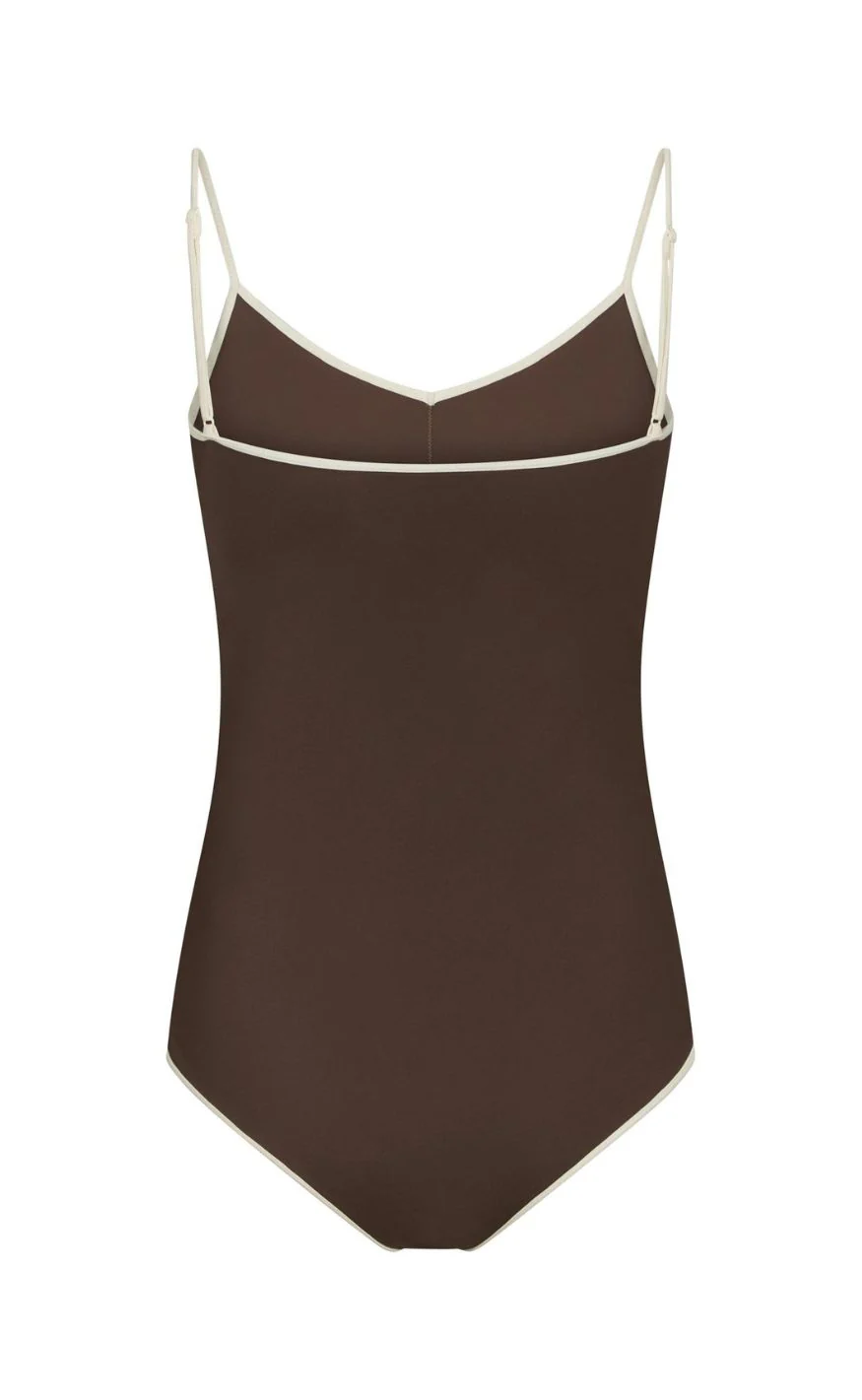 Neo Noir Badedragt - Felice Solid - Dark Brown/Creme - Image 4