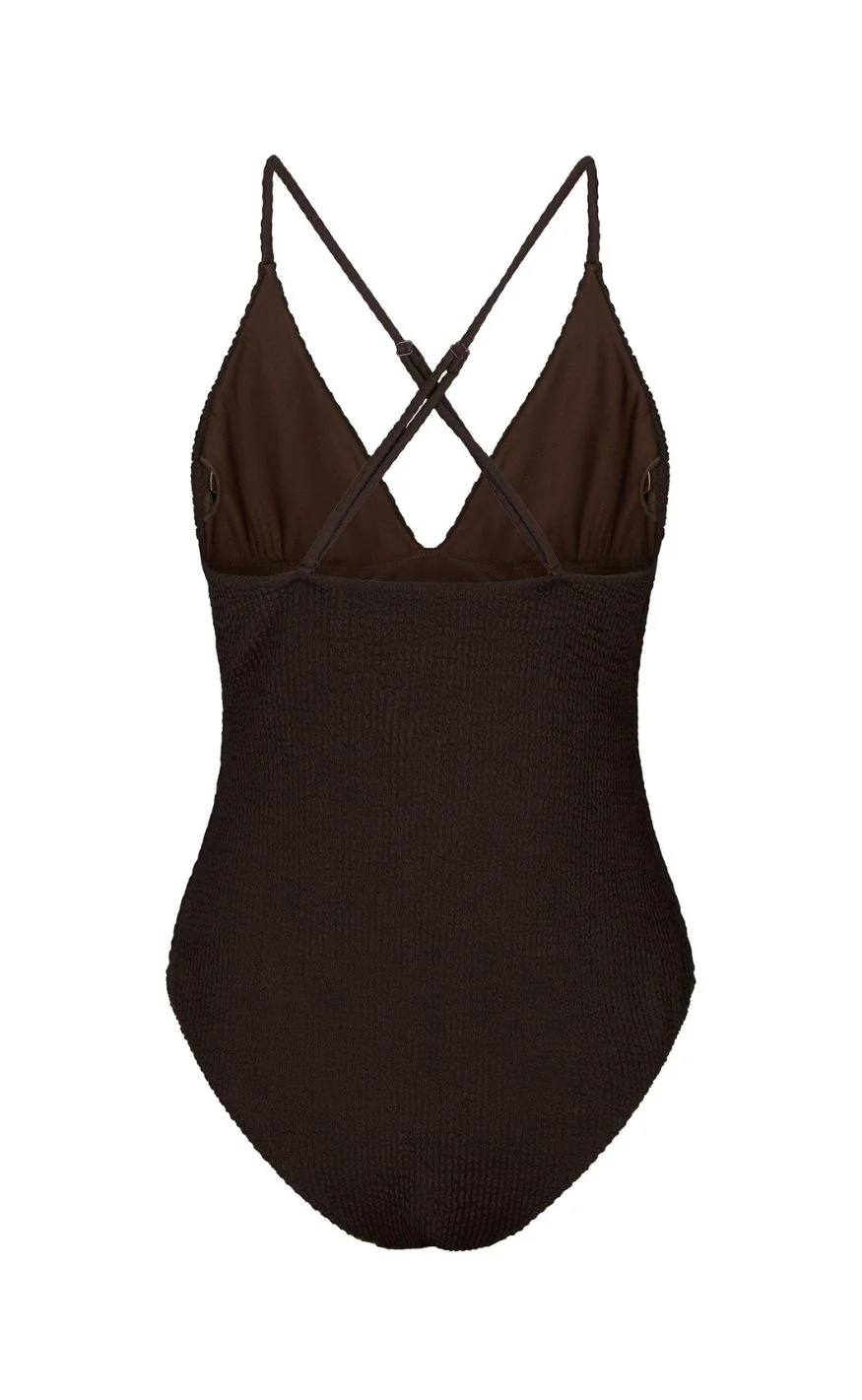 Neo Noir Badedragt - Skin Sand Crepe - Dark Brown - Image 4