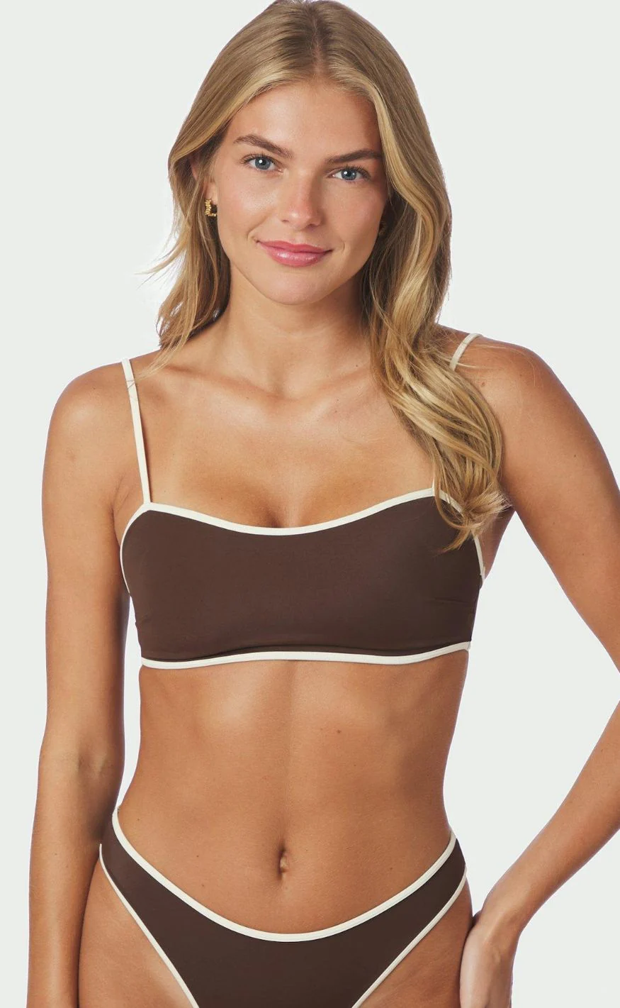 Neo Noir Bikini Overdel - Fia Solid - Dark Brown/Creme - Image 2