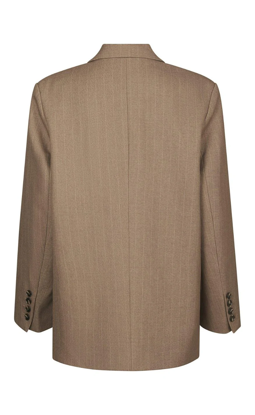 Neo Noir Blazer - Gaby Pinstripe - Taupe - Image 3