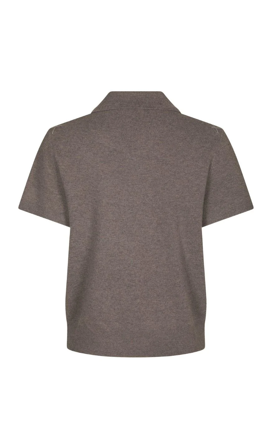 Neo Noir Bluse - Gia Check - Dark Taupe - Image 3