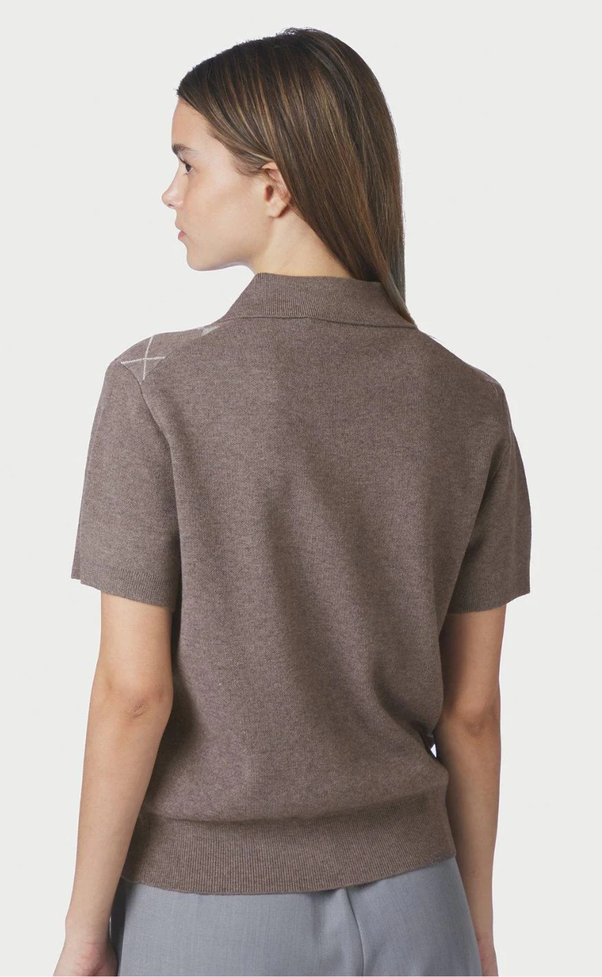 Neo Noir Bluse - Gia Check - Dark Taupe - Image 4