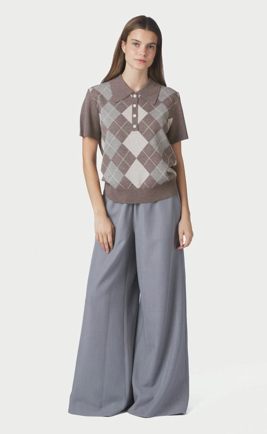 Neo Noir Bluse - Gia Check - Dark Taupe - Image 5