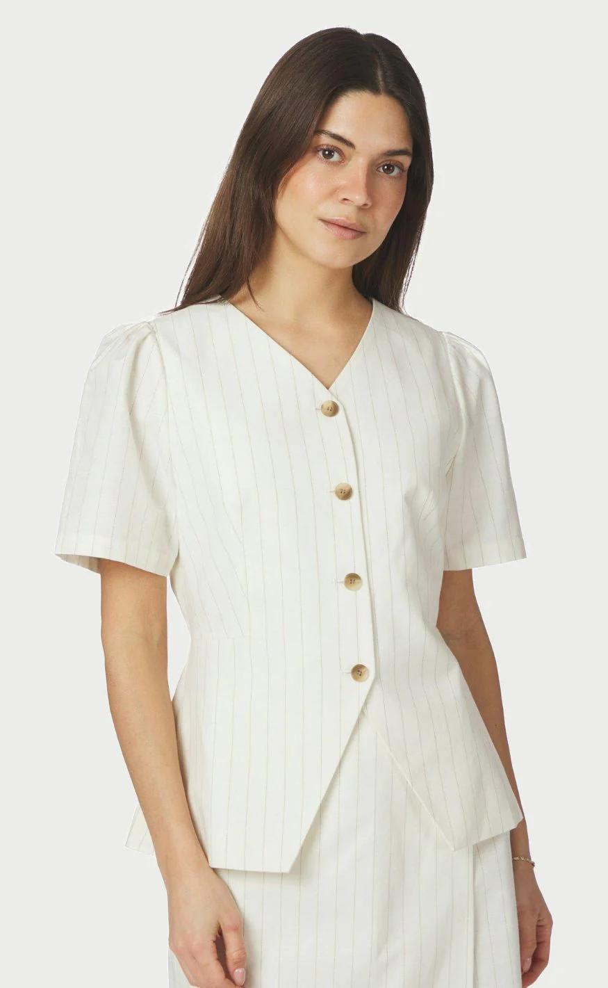 Neo Noir Bluse - Jules Summer - Taupe Stripe - Image 2