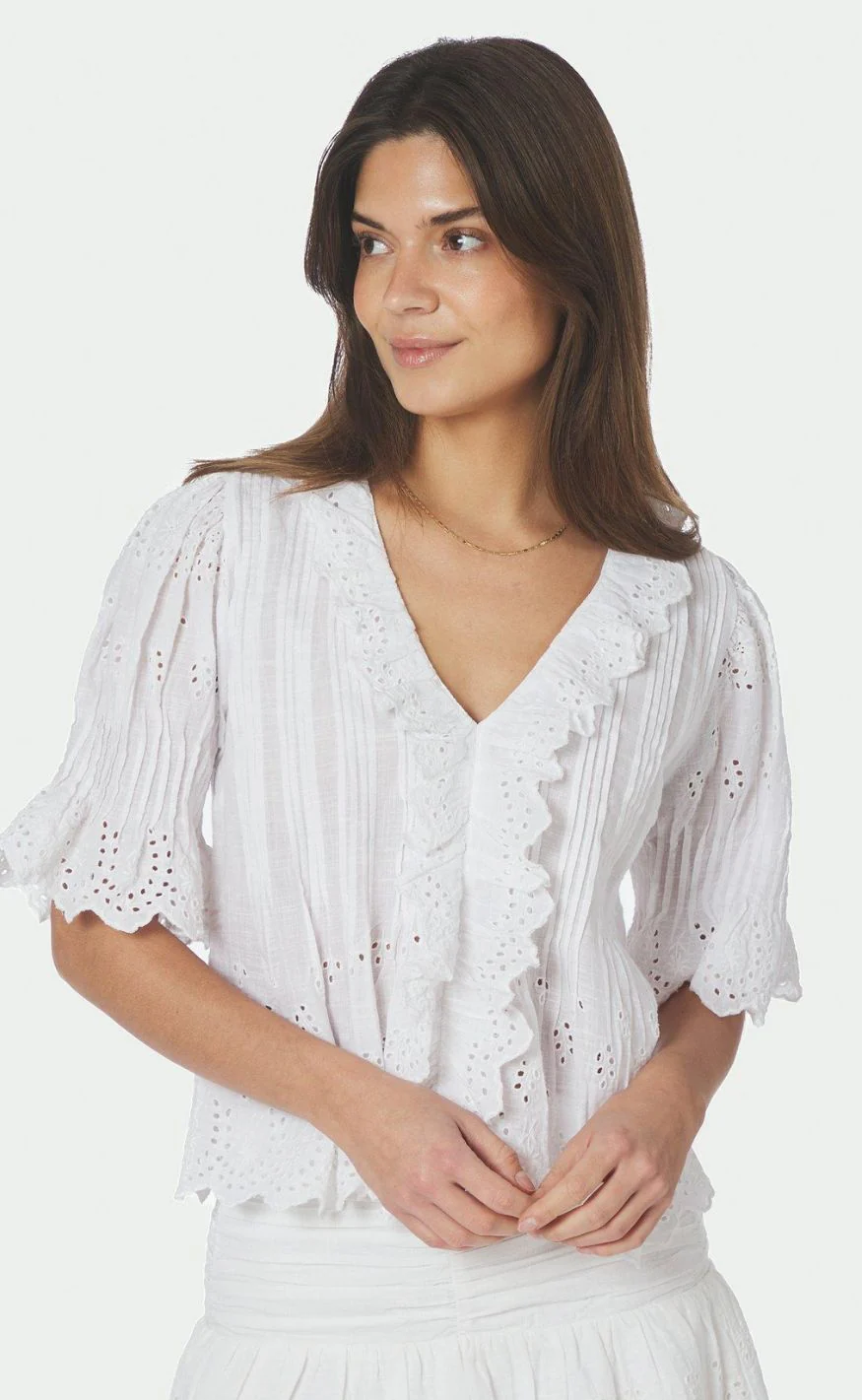 Neo Noir Bluse - Talise Emb - White - Image 2