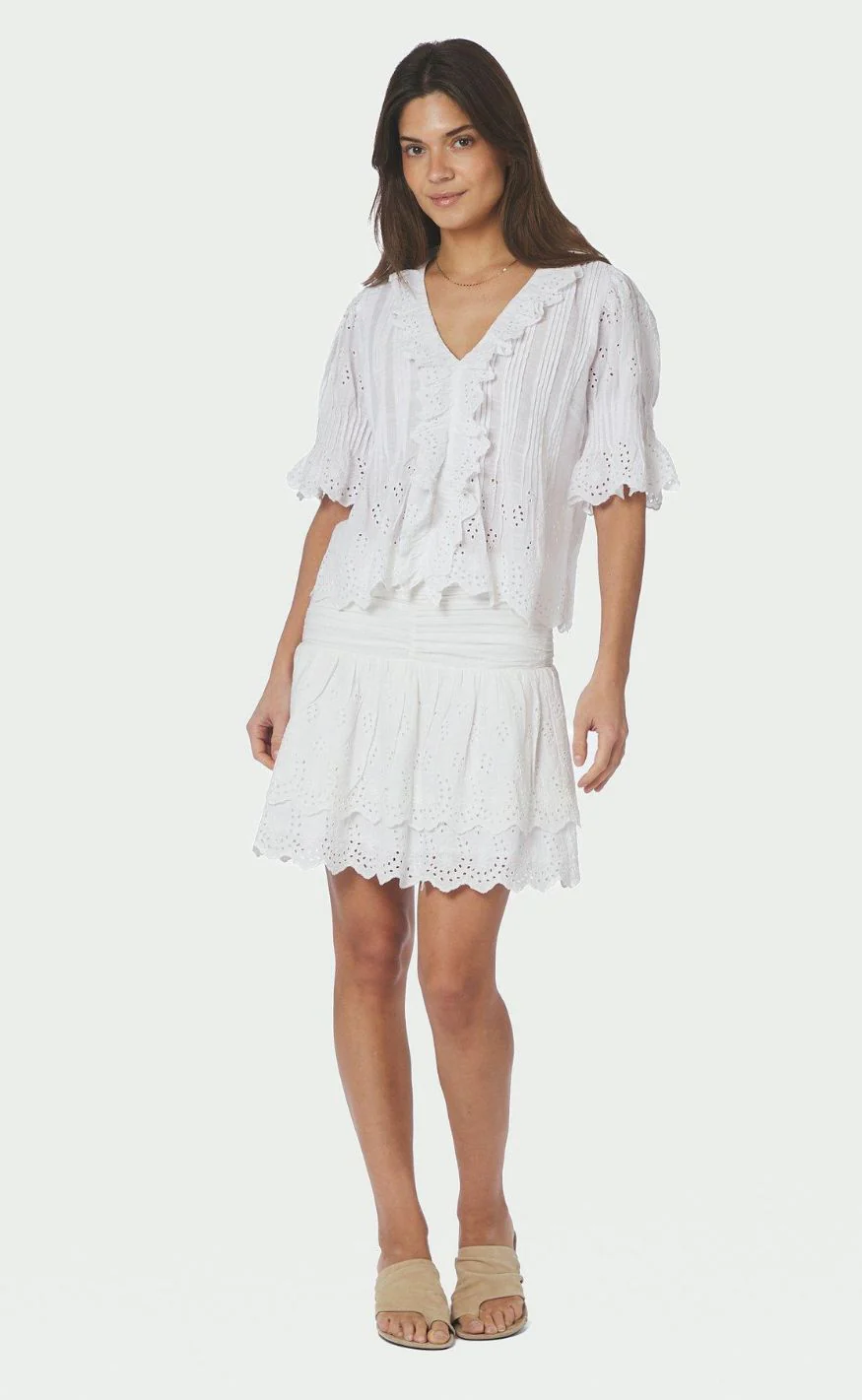 Neo Noir Bluse - Talise Emb - White - Image 5