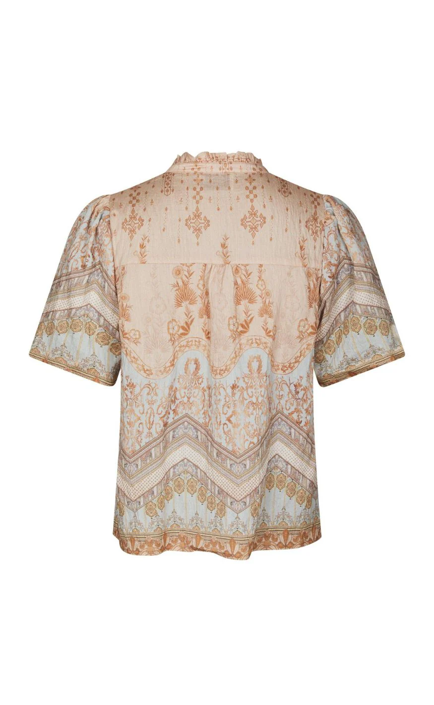 Neo Noir Bluse - Torana Flower Border - Flower Peach - Image 4