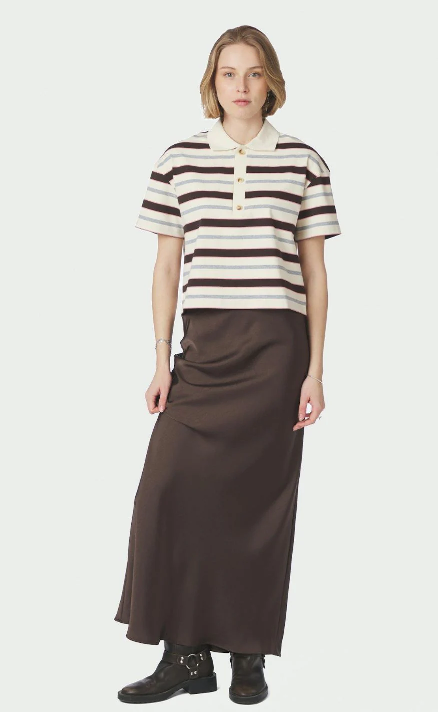 Neo Noir Bluse - Vennera Polo - Grey - Image 5