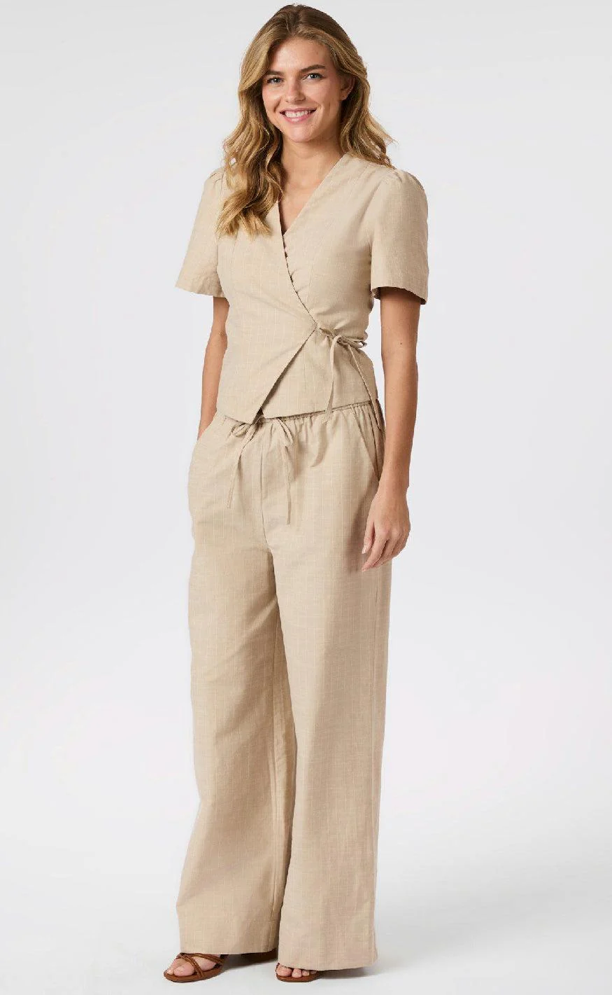 Neo Noir Bukser - Heifa Stripe - Sand - Image 4