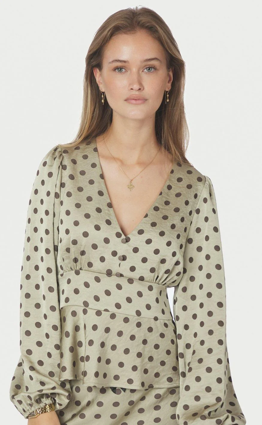 Neo Noir Bluse - Jellima Dotted - Pistachio - Image 2