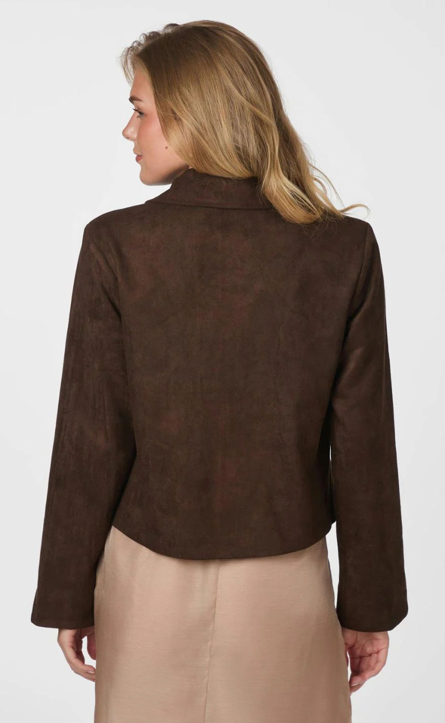 Neo Noir Jakke - Nilo Faux Suede - Dark Brown - Image 3