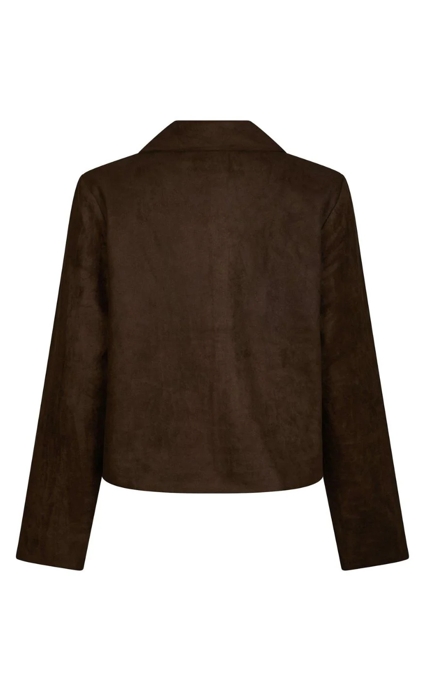 Neo Noir Jakke - Nilo Faux Suede - Dark Brown - Image 5