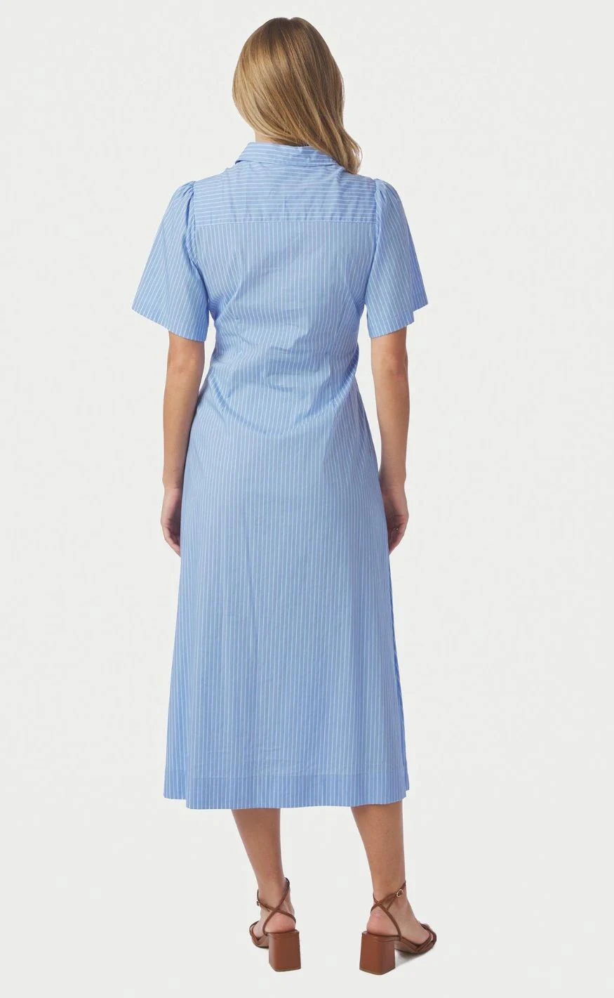 Neo Noir Kjole - Baia Stripe Poplin - Light Blue - Image 3