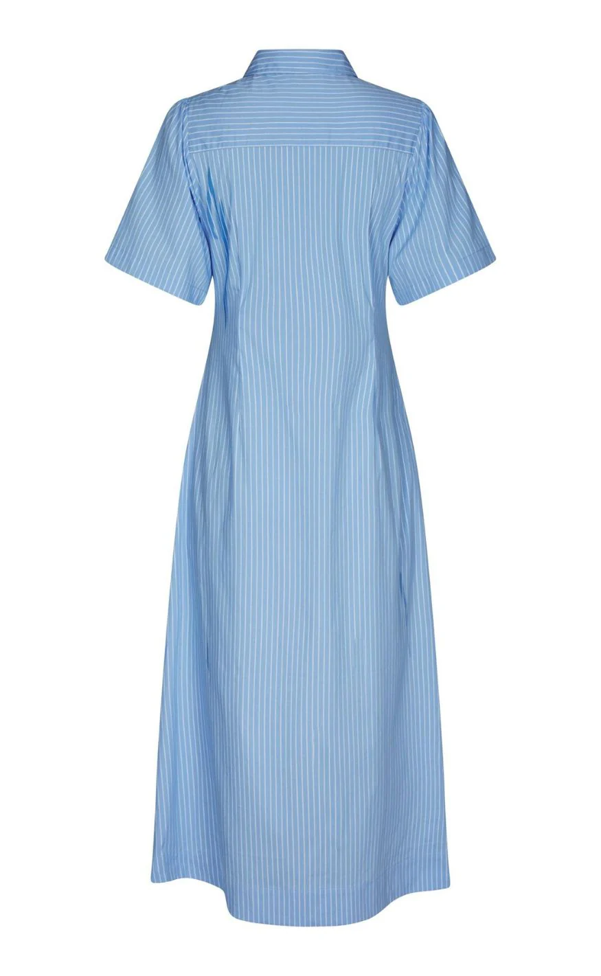 Neo Noir Kjole - Baia Stripe Poplin - Light Blue - Image 4