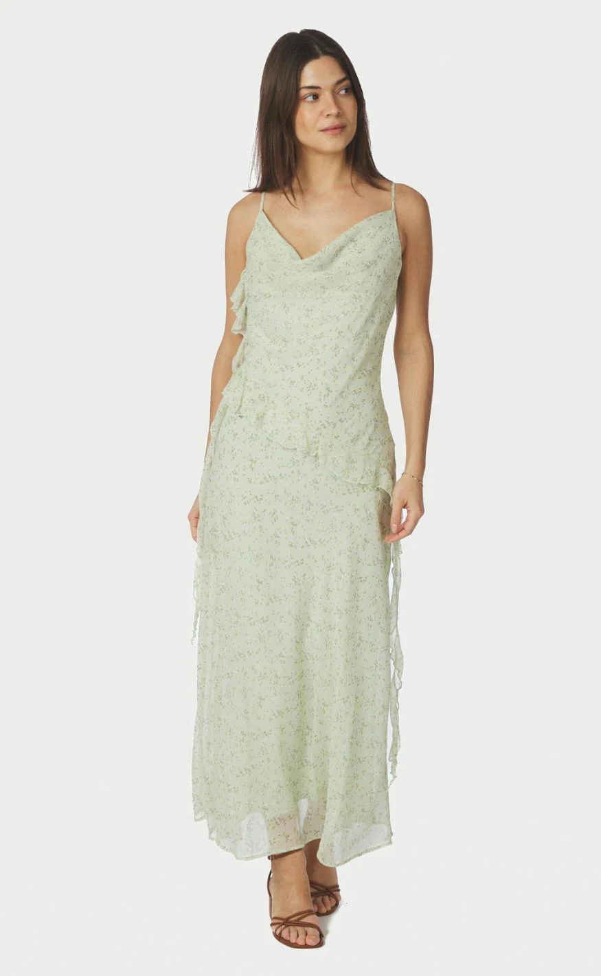 Neo Noir Kjole - Belena Leafy Ditsy - Light Green - Image 2