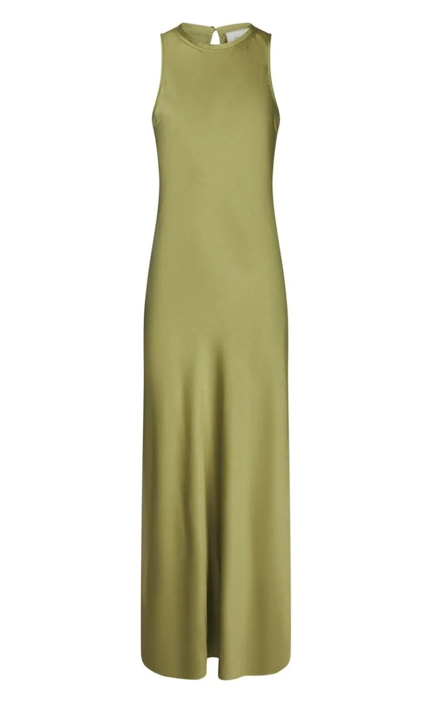 Neo Noir Kjole - Celinie Heavy Sateen - Sage Green - Image 2