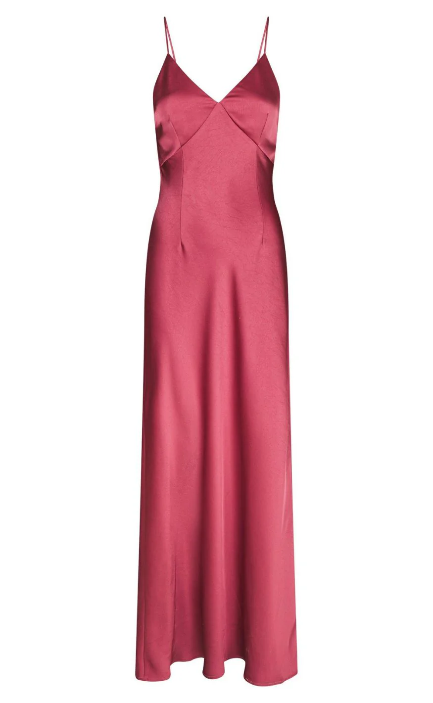 Neo Noir Kjole - Colly Heavy Sateen - Cherry Pink - Image 2