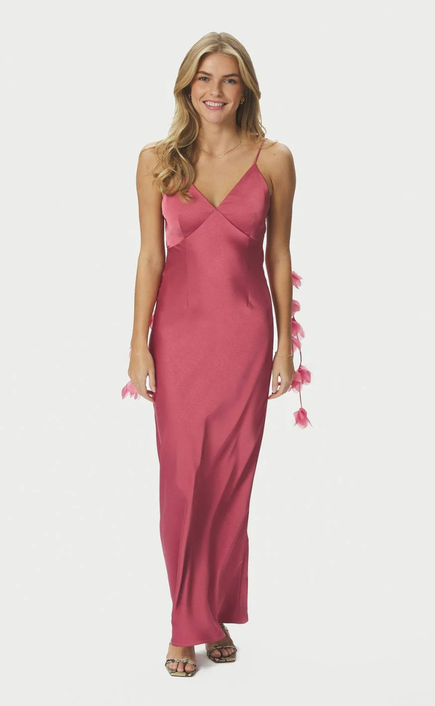 Neo Noir Kjole - Colly Heavy Sateen - Cherry Pink - Image 6