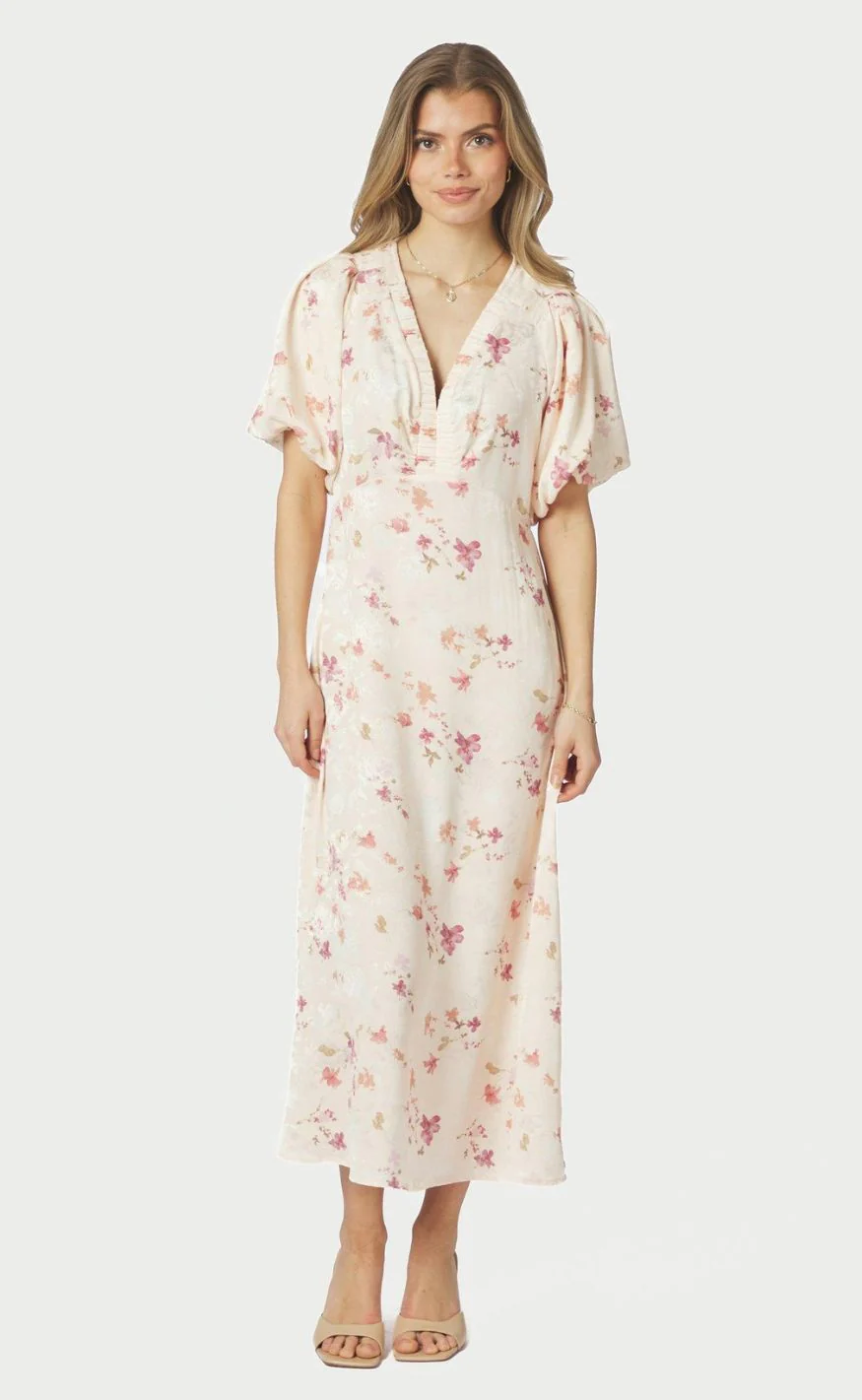 Neo Noir Kjole - Illana Sateen Print - Creme - Image 2