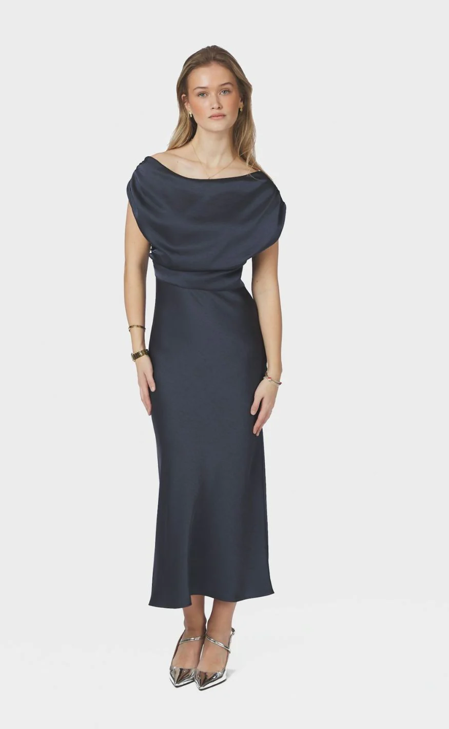 Neo Noir Kjole - Lilith Heavy Sateen - Midnight Blue - Image 5