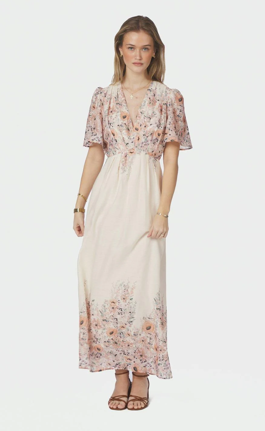 Neo Noir Kjole - Serna Flower Print - Burned Powder - Image 2