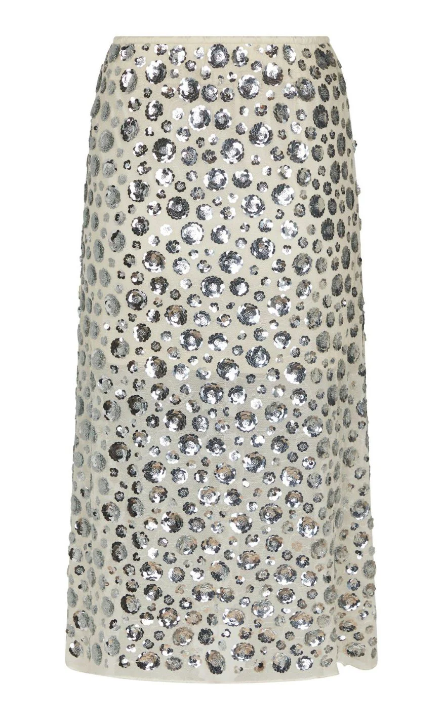 Neo Noir Nederdel - Gilla Flower Sequins - Creme - Image 5