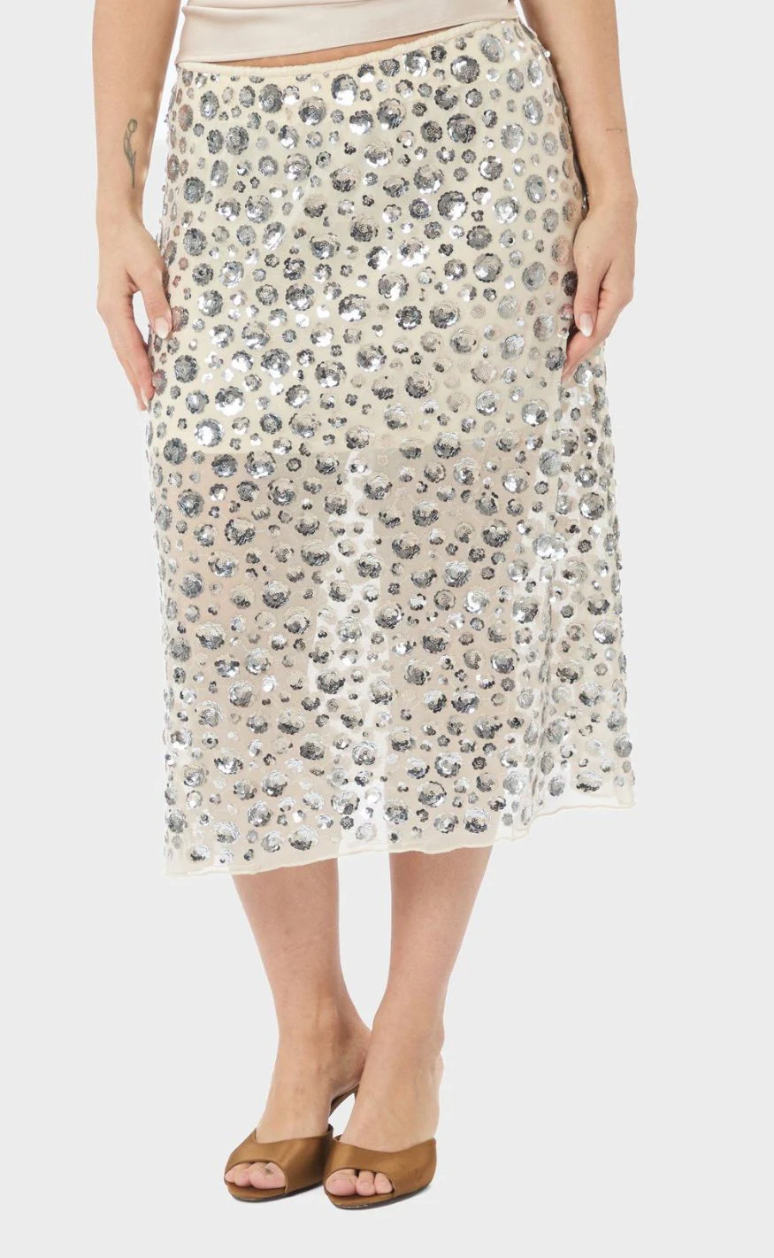 Neo Noir Nederdel - Gilla Flower Sequins - Creme - Image 6