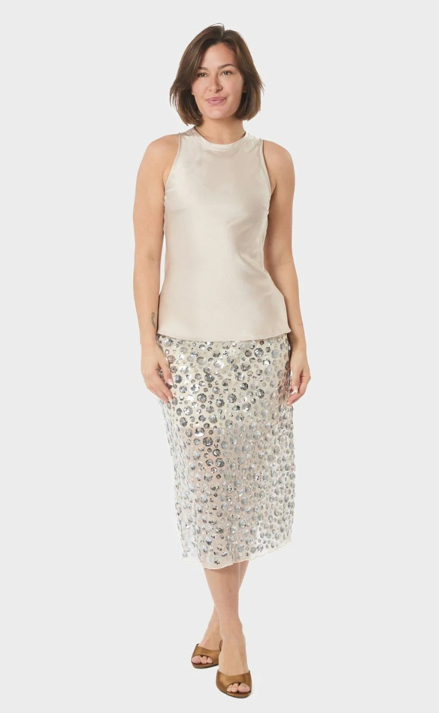 Neo Noir Nederdel - Gilla Flower Sequins - Creme - Image 8