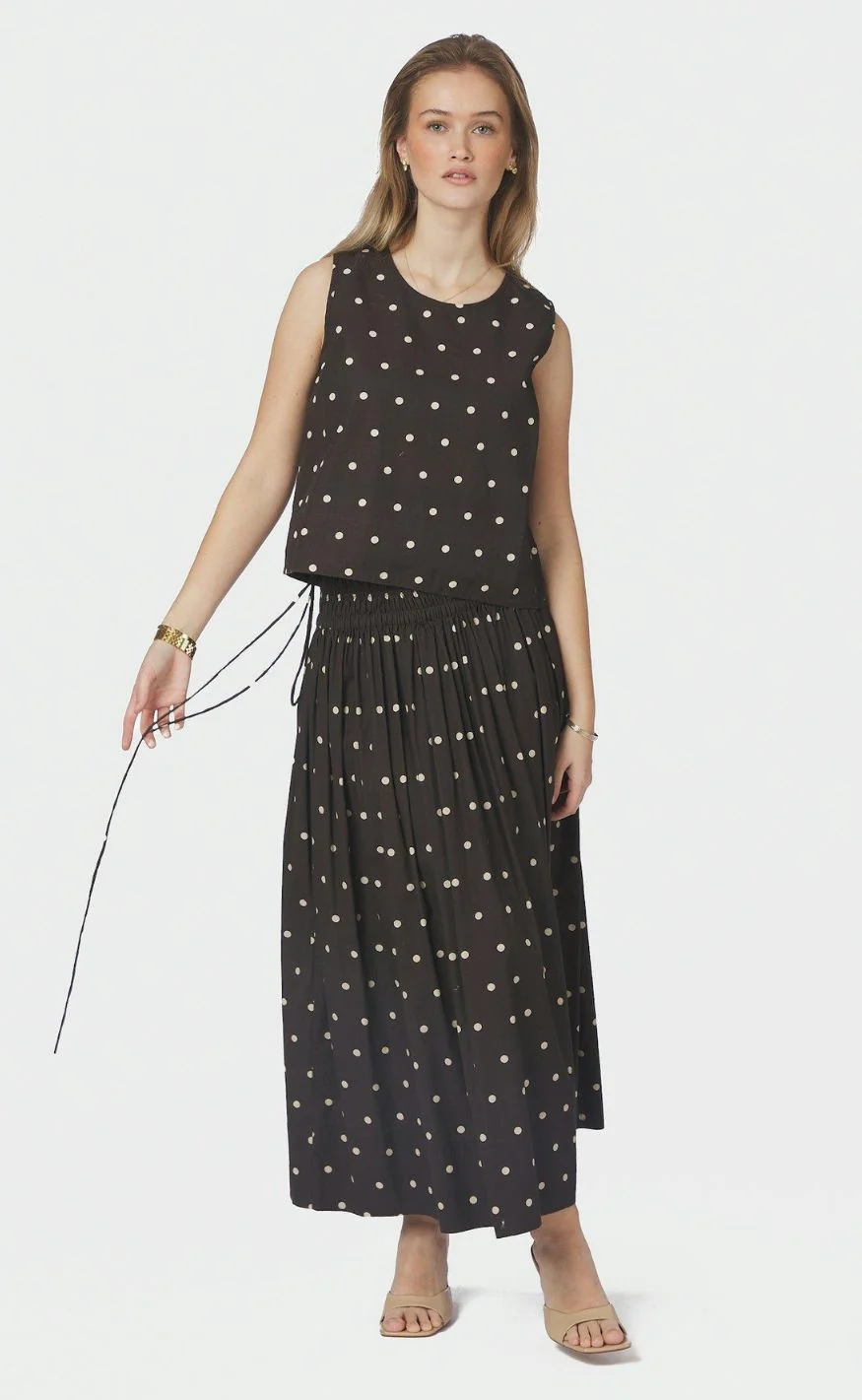 Neo Noir Nederdel - Lillie Dot - Dark Brown - Image 5