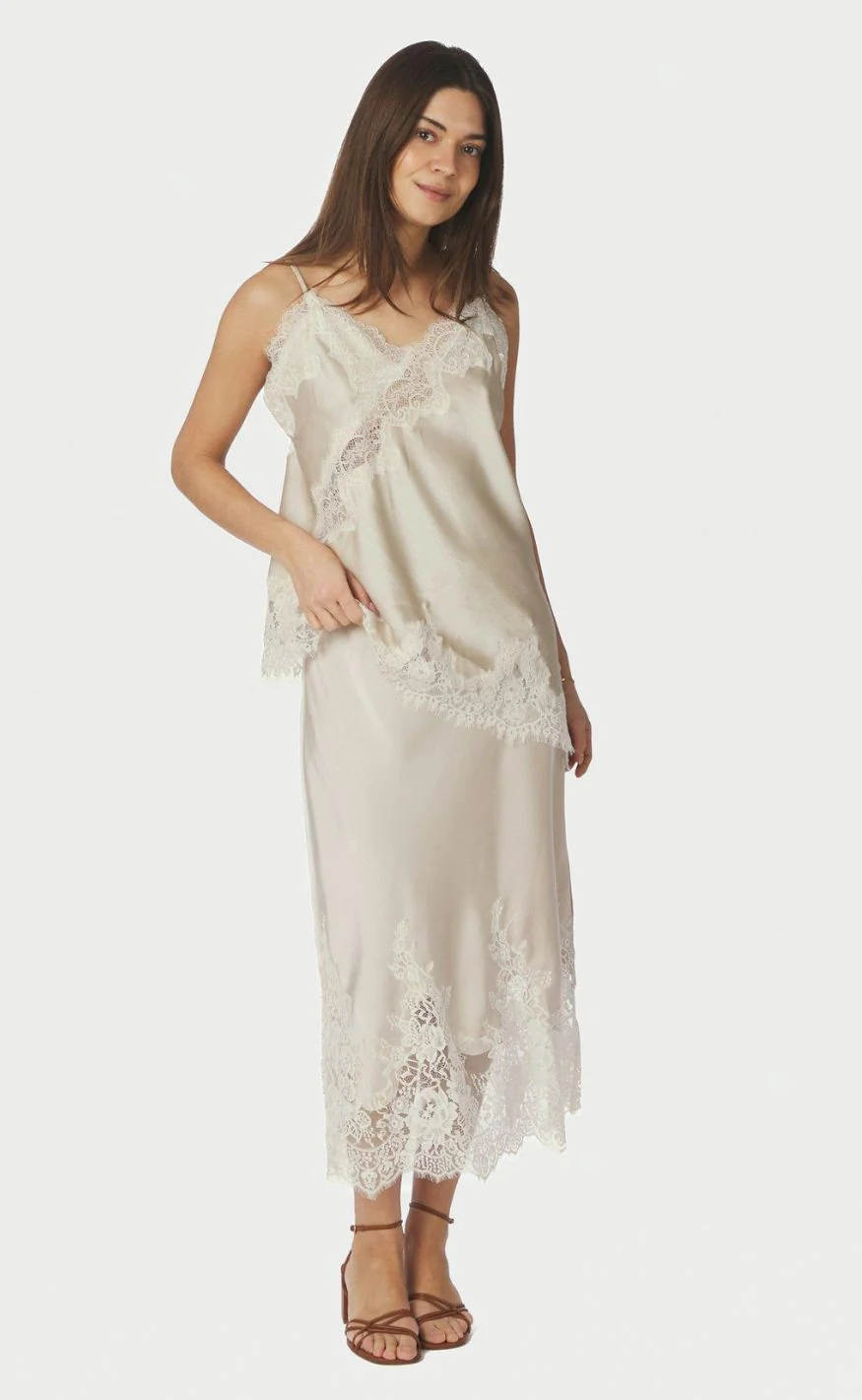Neo Noir Nederdel - Yelina Heavy Sateen - Champagne - Image 4
