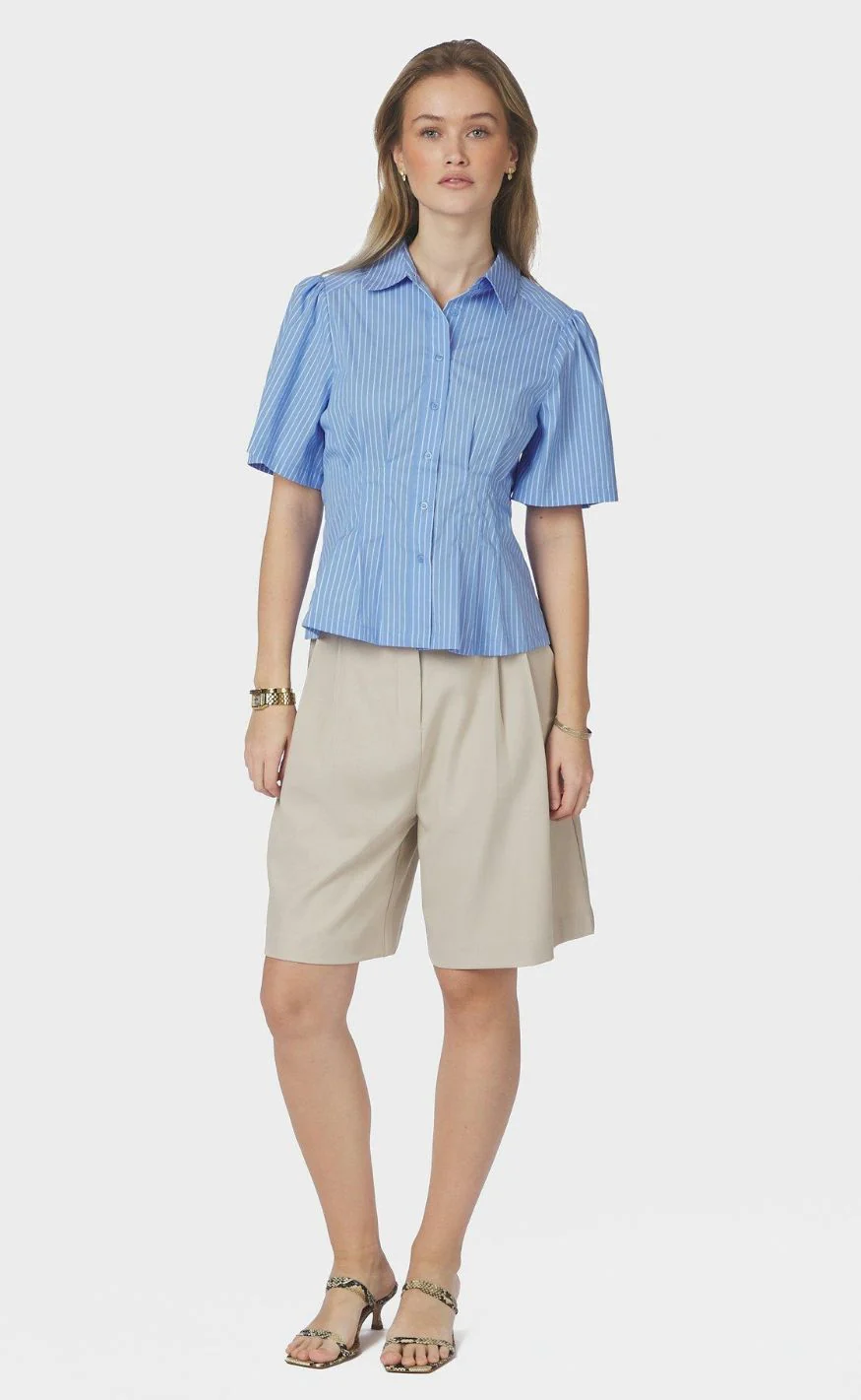 Neo Noir Skjorte - Balara Stripe Poplin - Light Blue - Image 5