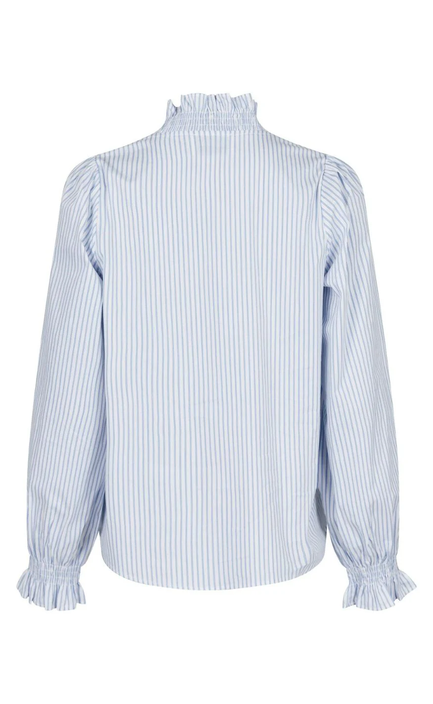 Neo Noir Skjorte - Brielle Stripe - White/Light Blue - Image 4