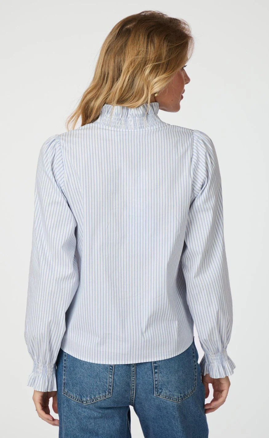 Neo Noir Skjorte - Brielle Stripe - White/Light Blue - Image 6