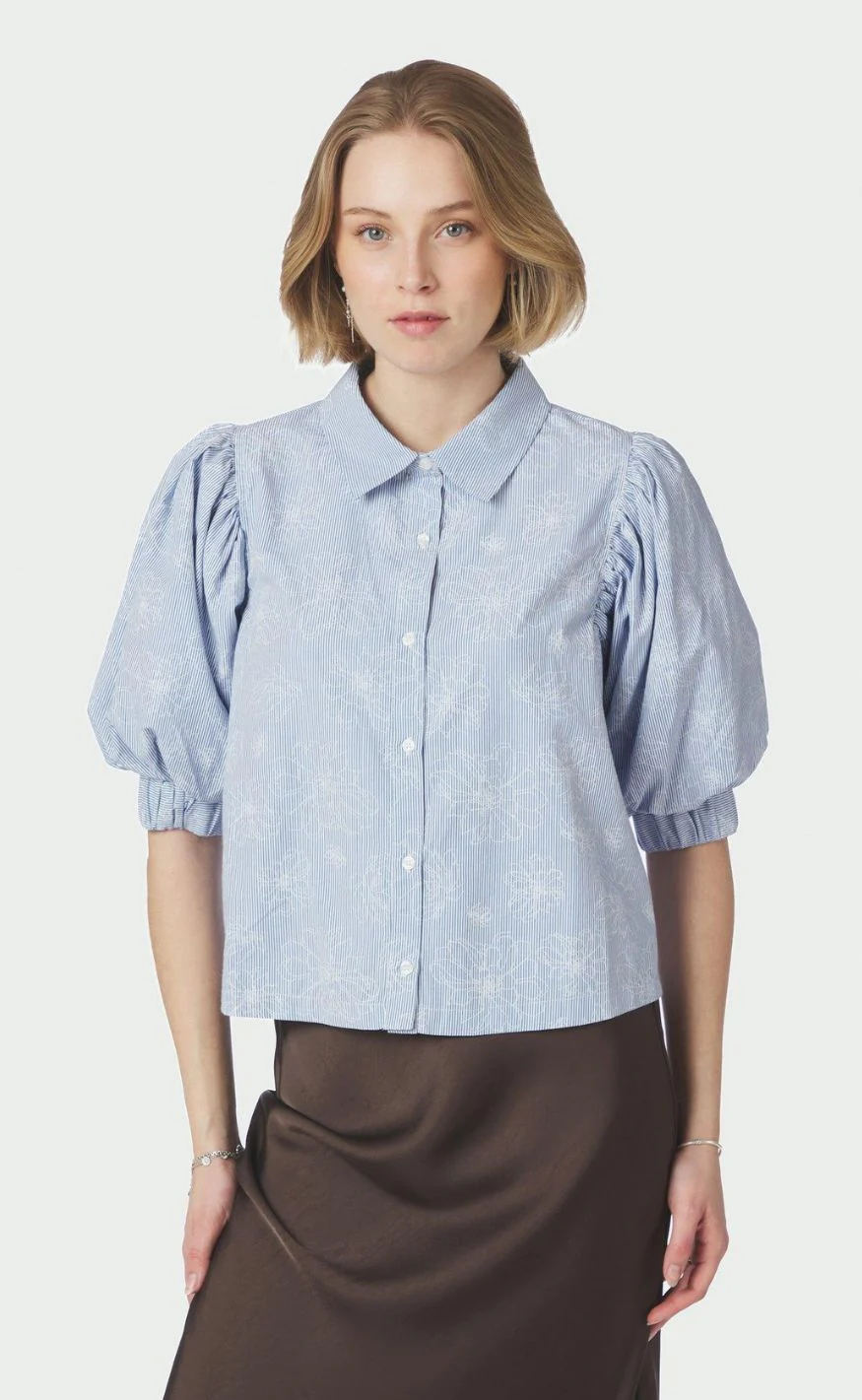 Neo Noir Skjorte - Etta Flower - Light Blue - Image 2