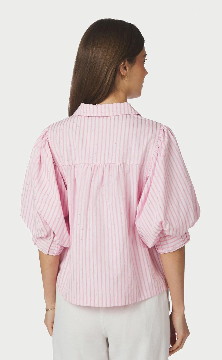 Neo Noir Skjorte - Etta Soft Stripe Stone - Light Pink - Image 3