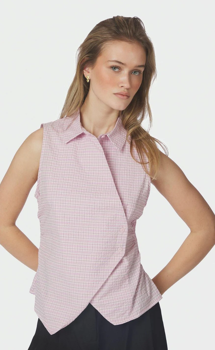 Neo Noir Top - Celest Check - Light Pink - Image 2
