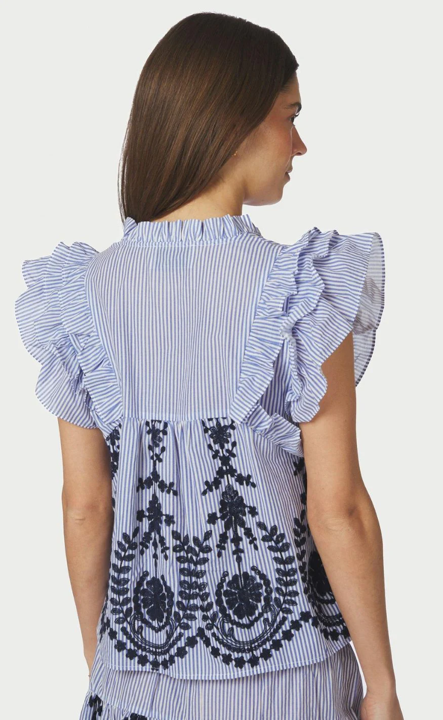Neo Noir Top - Jayla Stripe Embroidery - Blue - Image 3