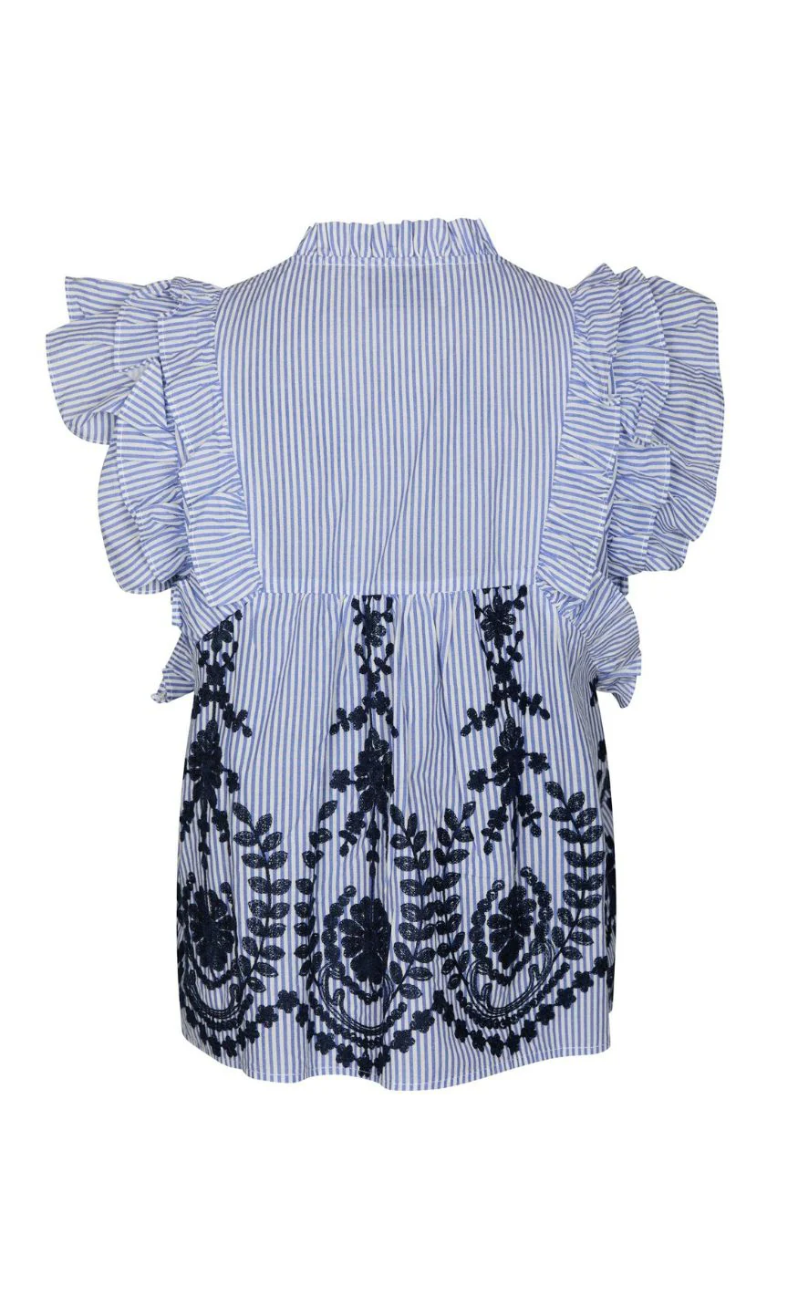 Neo Noir Top - Jayla Stripe Embroidery - Blue - Image 4