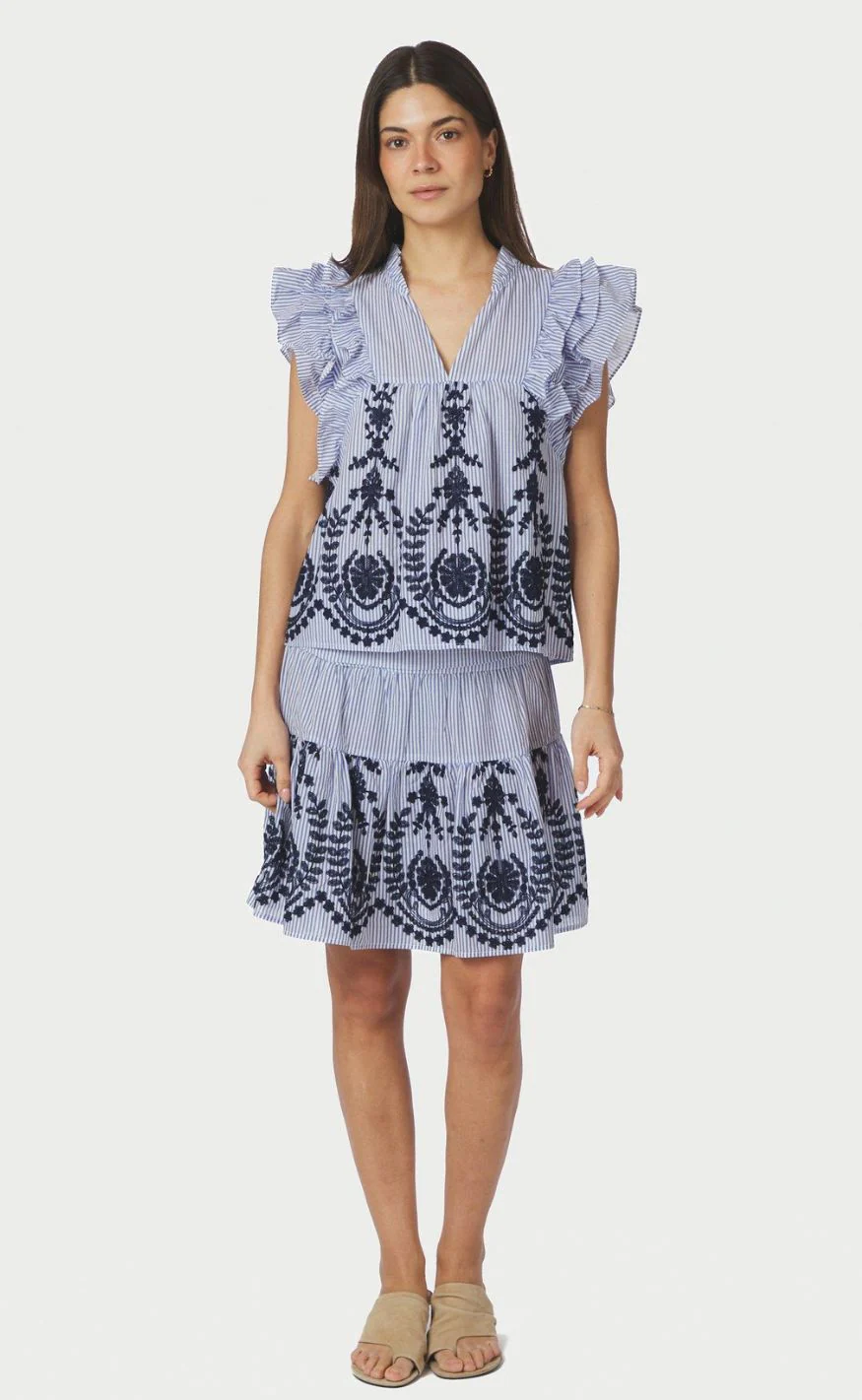 Neo Noir Top - Jayla Stripe Embroidery - Blue - Image 5