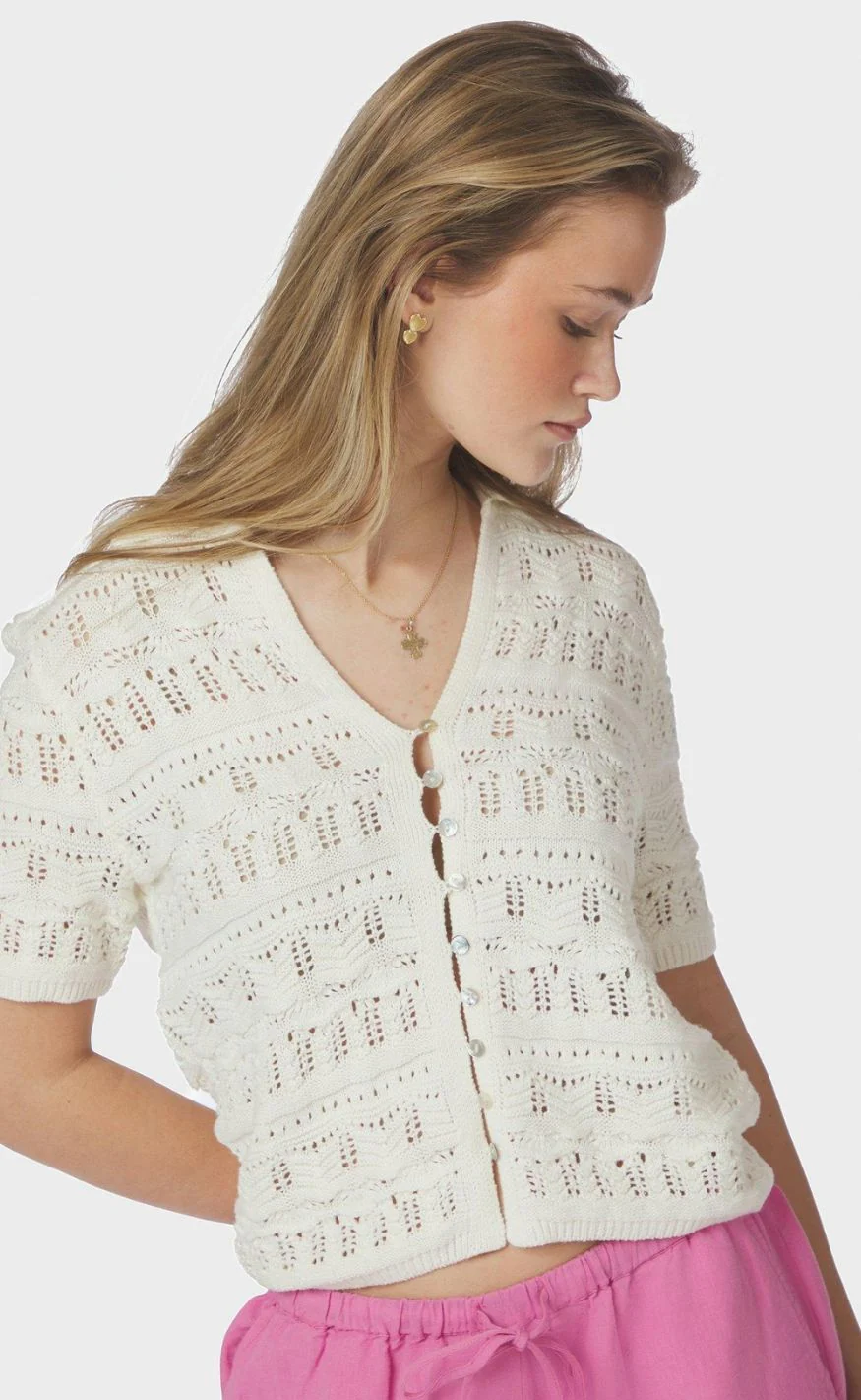 Neo Noir Top - Marisini Stich Polo - Off White - Image 2