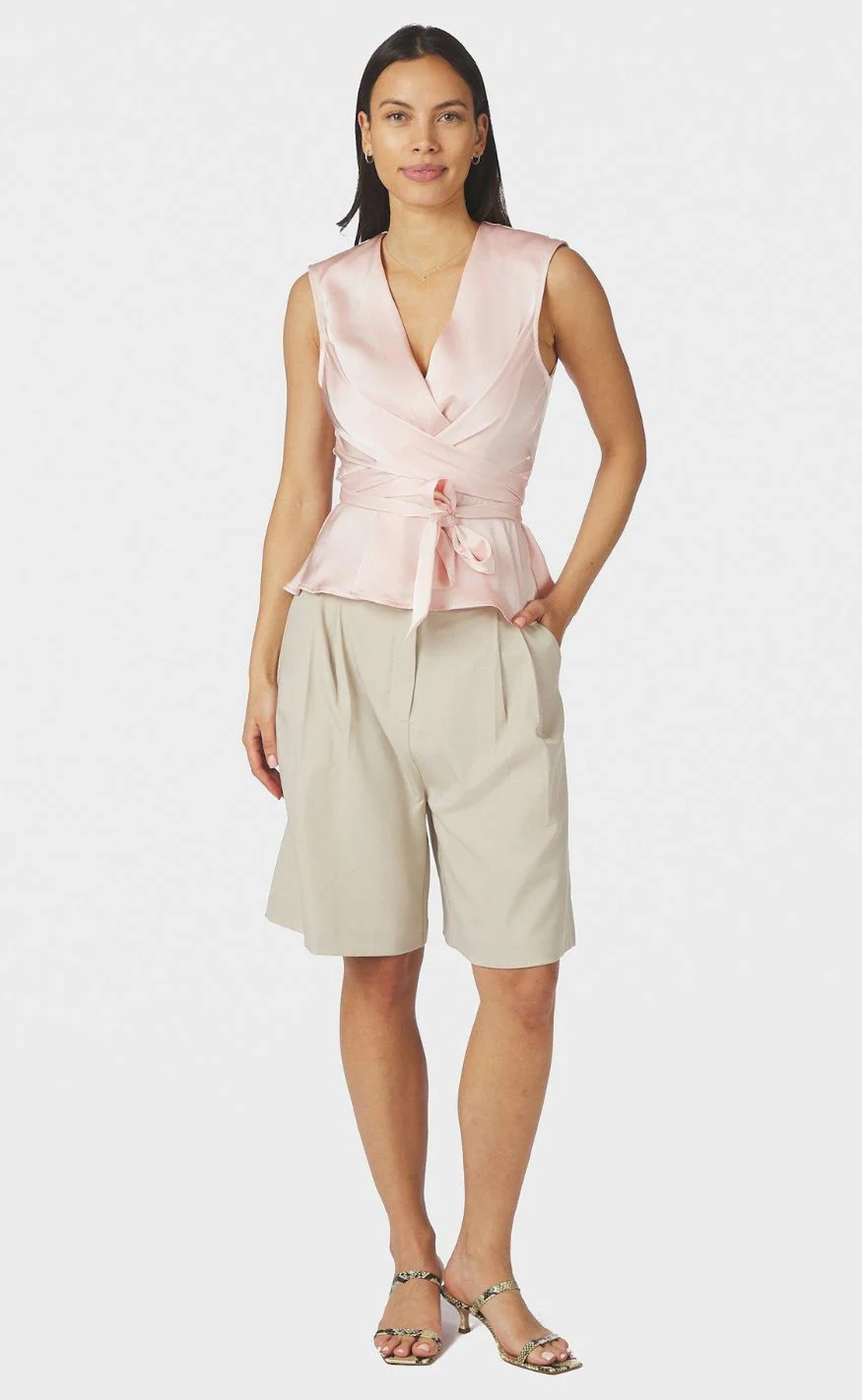 Neo Noir Top - Risetta Heavy Sateen - Light Pink - Image 5