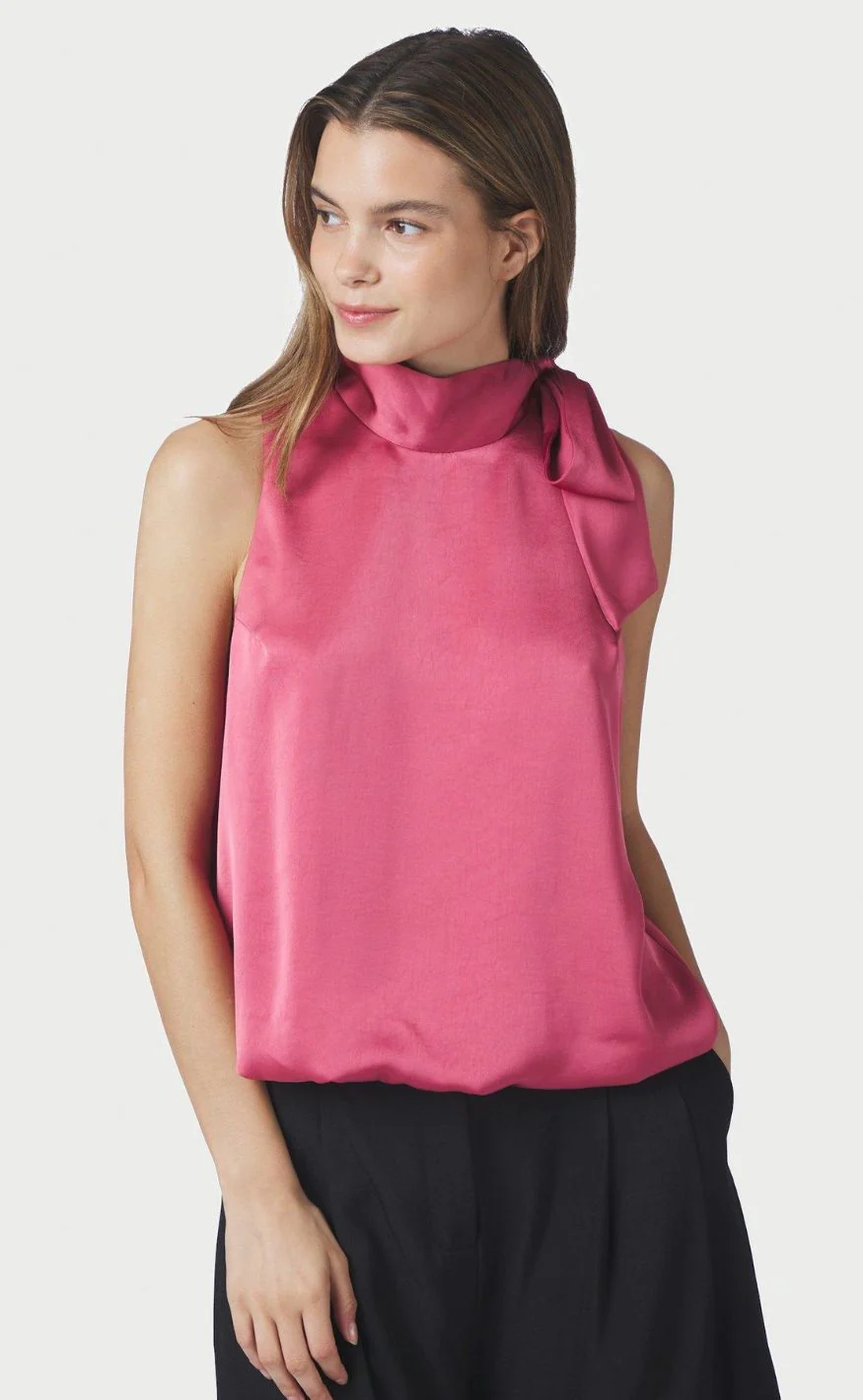 Neo Noir Top - Veda Heavy Sateen - Cherry Pink - Image 2