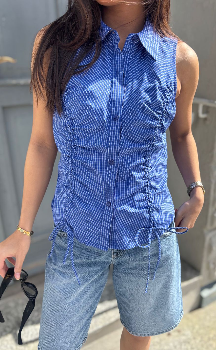 Noella Top - Micaiah - Davy Blue Check - Image 10