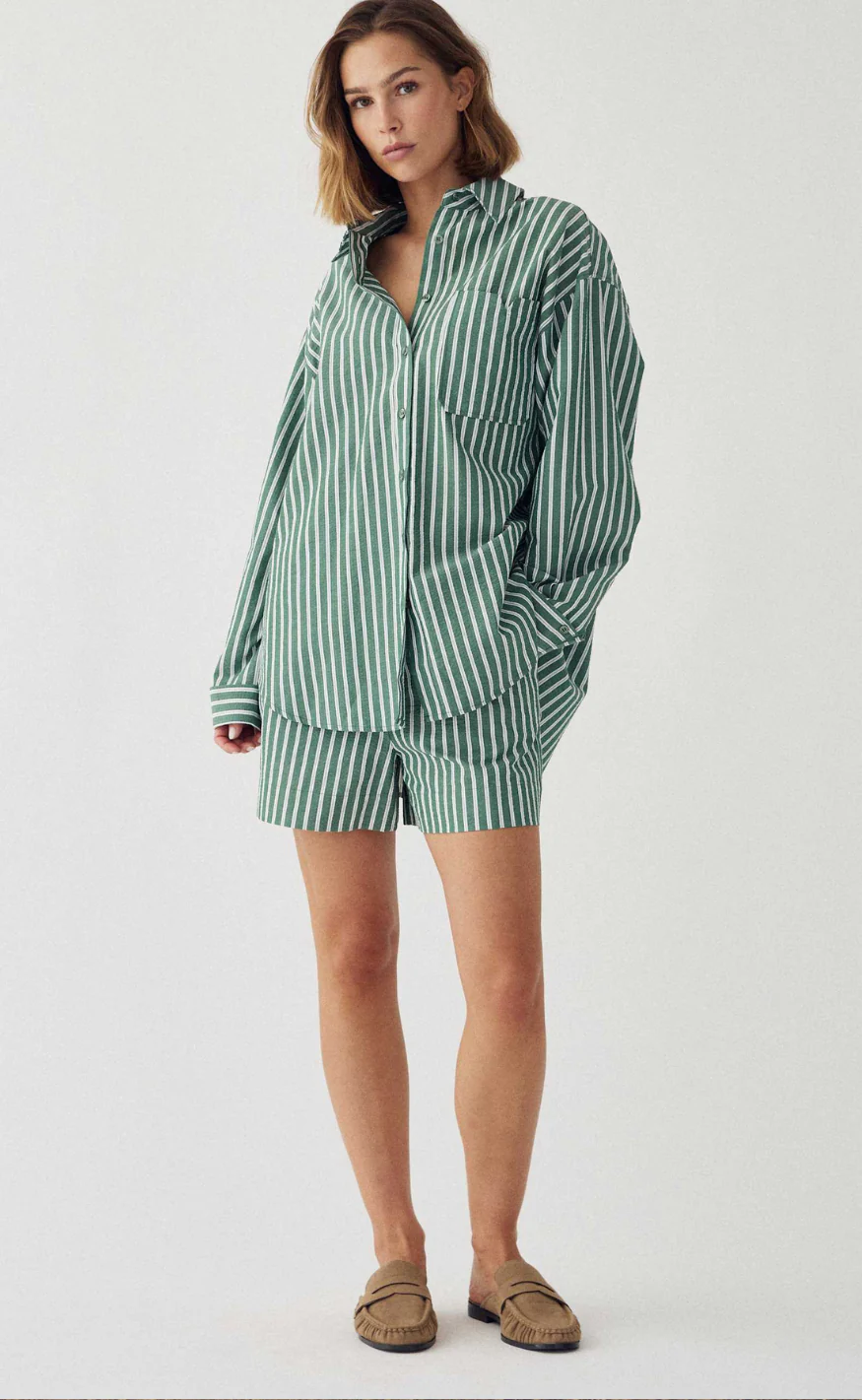 Noella Shorts - Layne MW - Drayton Green Stripe - Image 2
