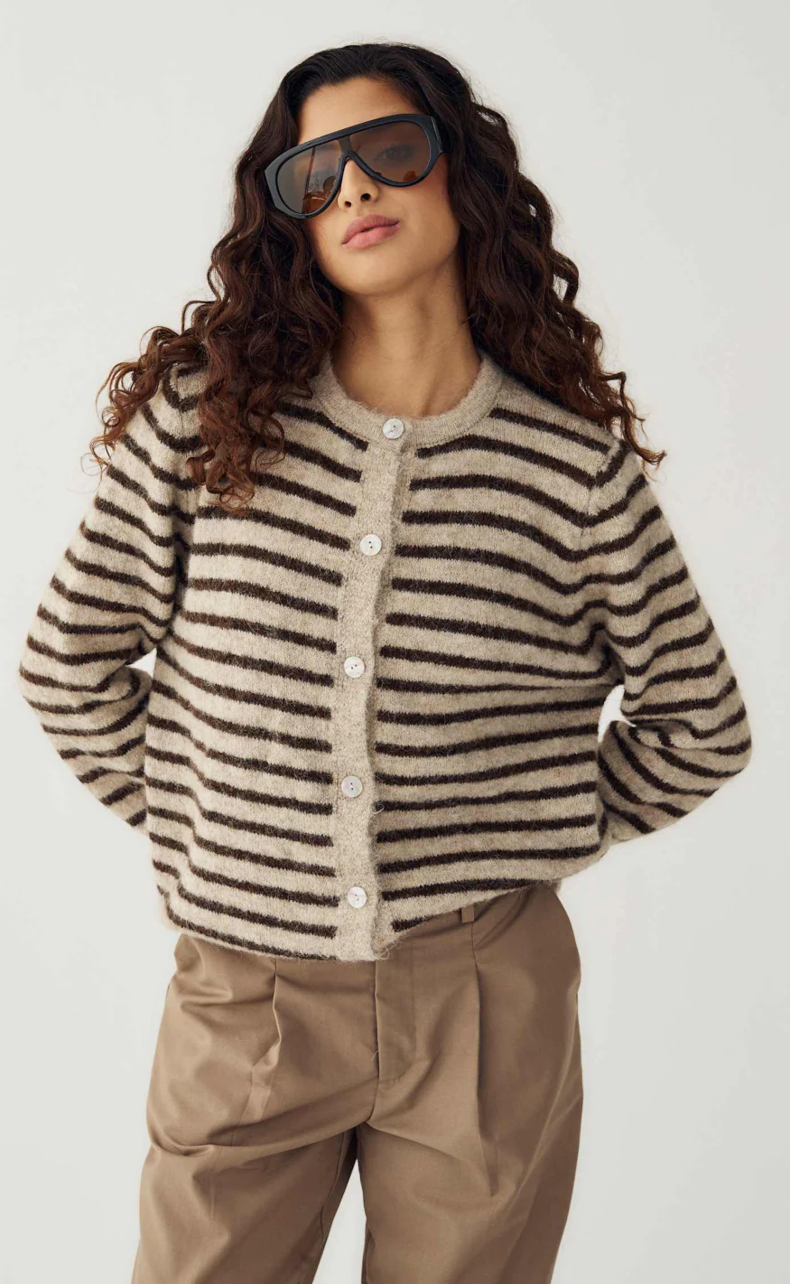Noella Cardigan - Mertice - Brown Sand Stripe - Image 2