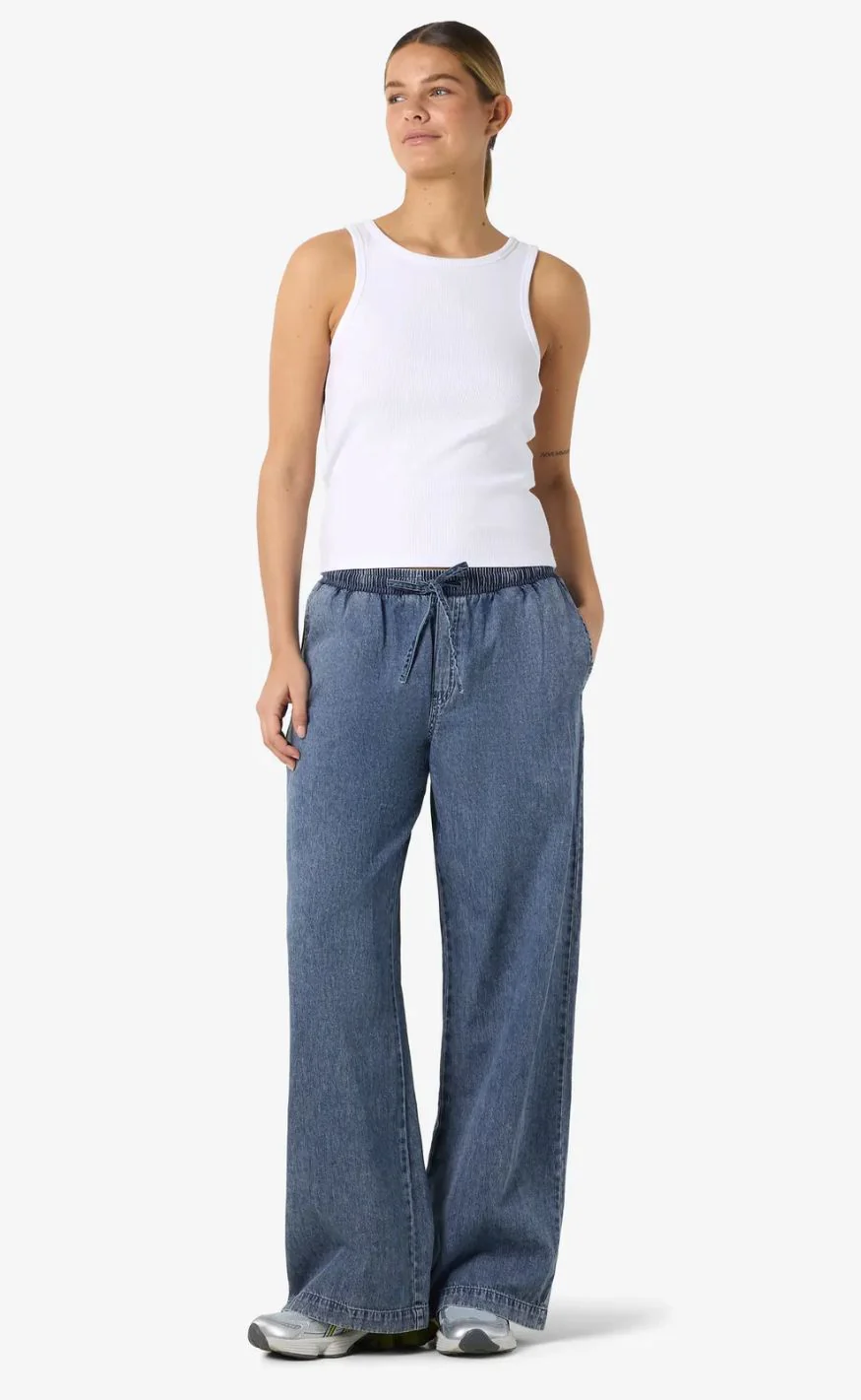 Noisy May Bukser - Enza MW Wide - Medium Blue Denim - Image 8