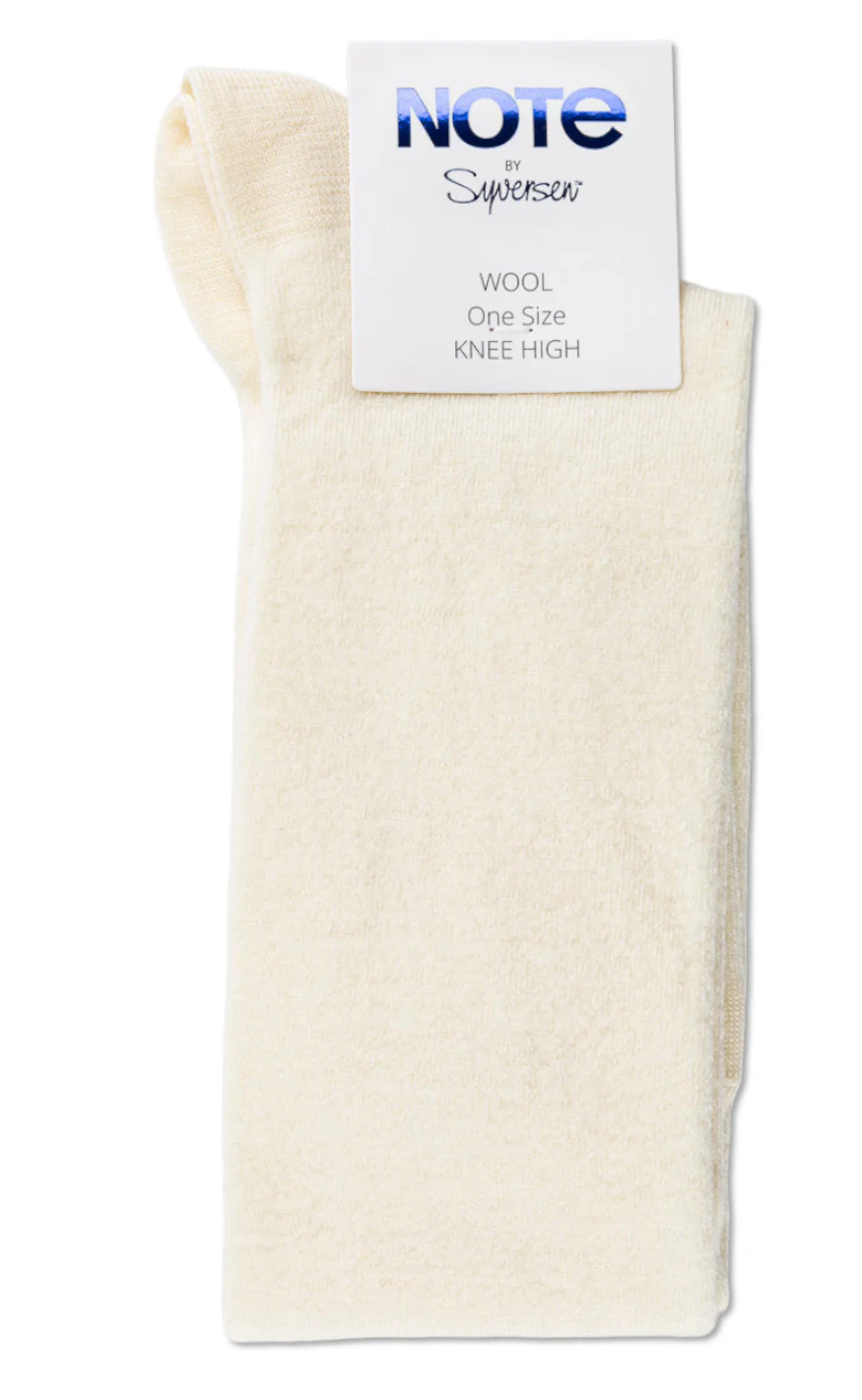 Oroblu Strømper - Note Flat Knit Wool Knee High - Offwhite - Image 2