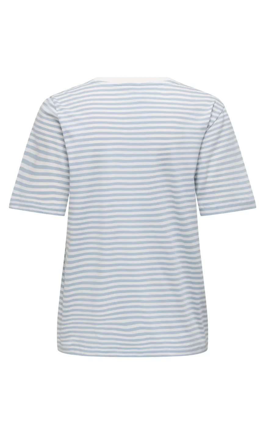 ONLY T-Shirt - Happy - Cloud Dancer/Soft Chambray/Cherry - Image 2