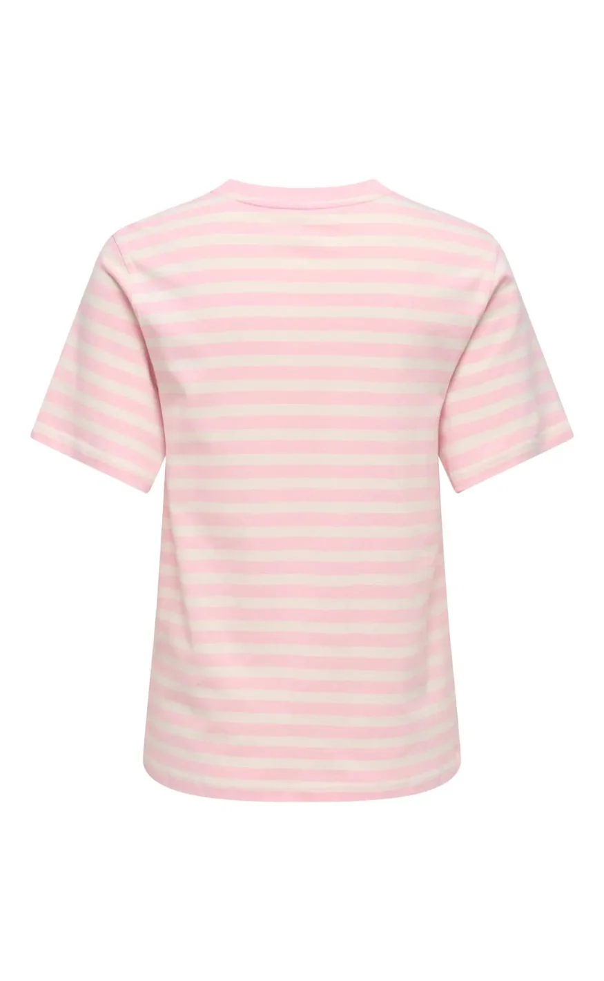 ONLY T-shirt - Livina - Rosy Touch/ Cloud Dancer/ Raspberry - Image 2