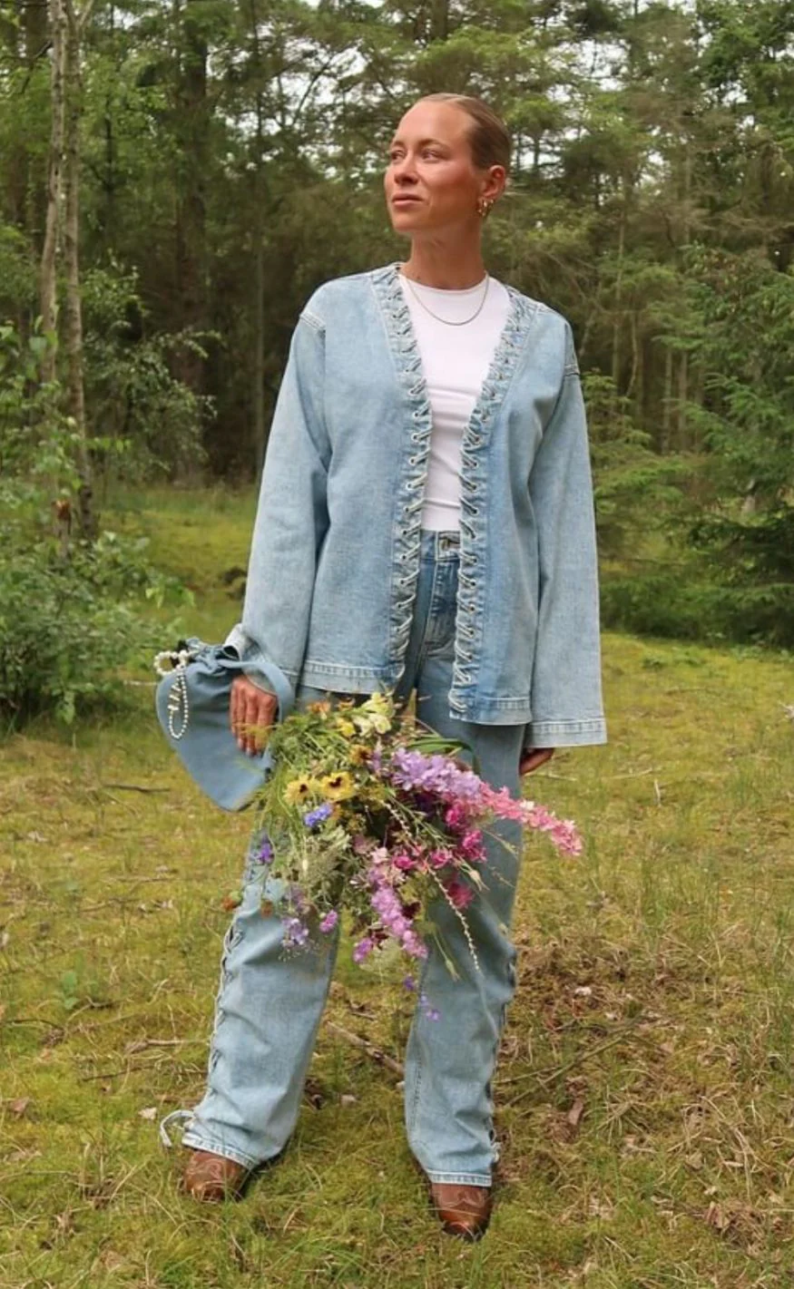 Pieces Bukser - Fenda MW Straight - Light Blue Denim - Image 4